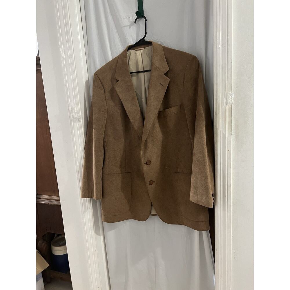 Valentino Uomo Men Leather Suede 2 Wooden Front Button Blazer Sz 40R